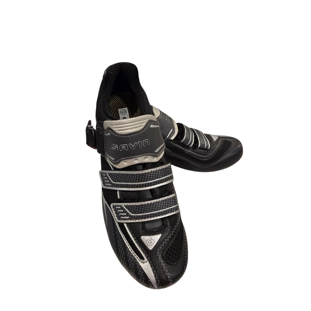 Gavin Black and Gray Cycling Shoes, indoor unisex (Size 40, Women's 8, men's 7)